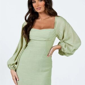 Princess Polly Sage Long Sleeve Dress